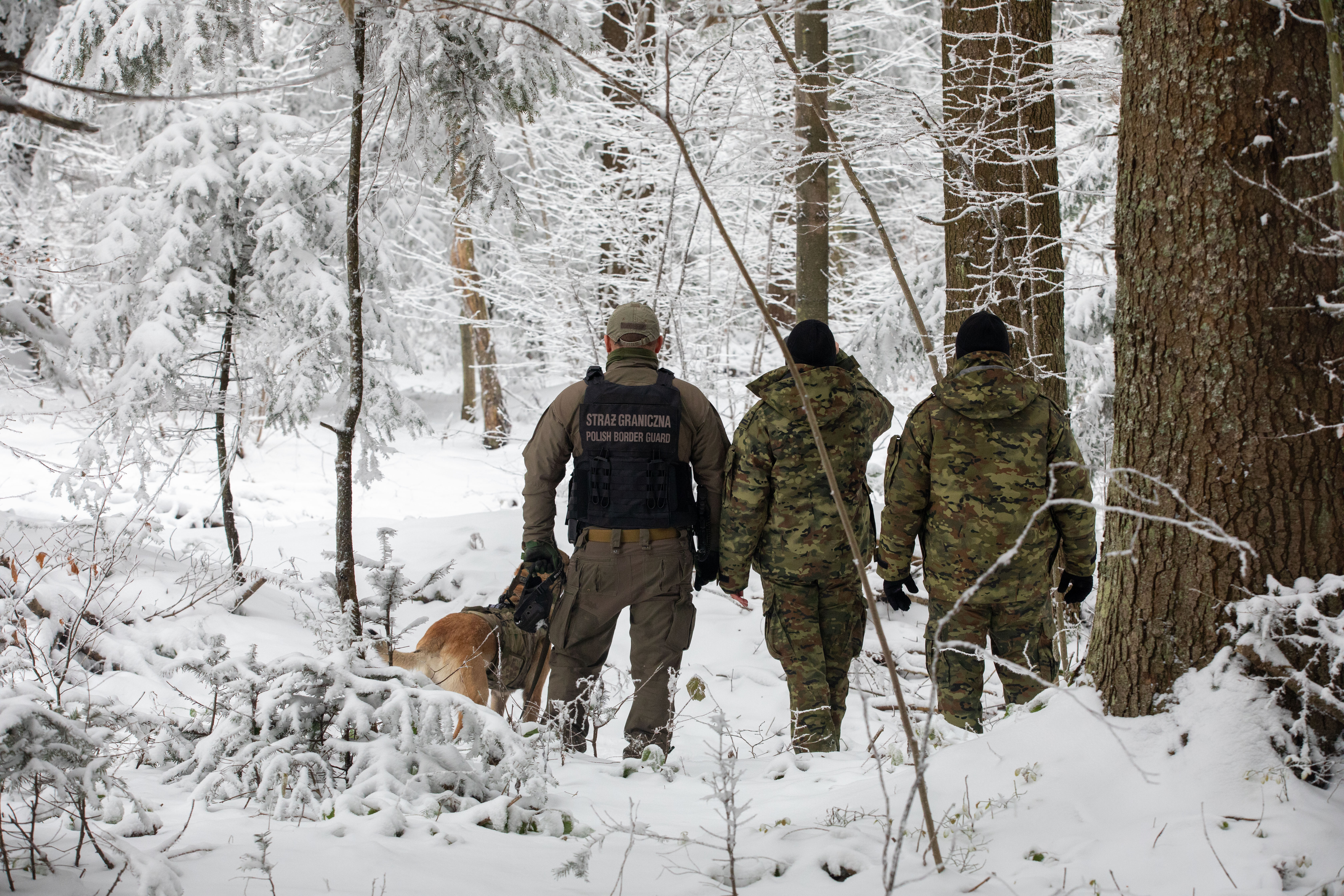 Funkcjonariusze podczas patrolu zimowego